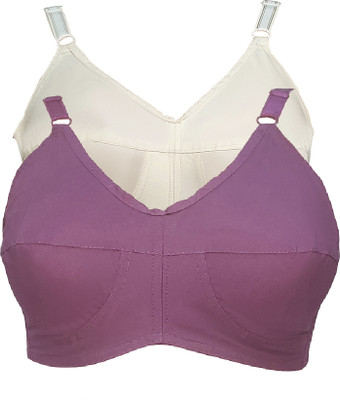 teenager Women Full Coverage Non Padded Bra(Purple, Beige)