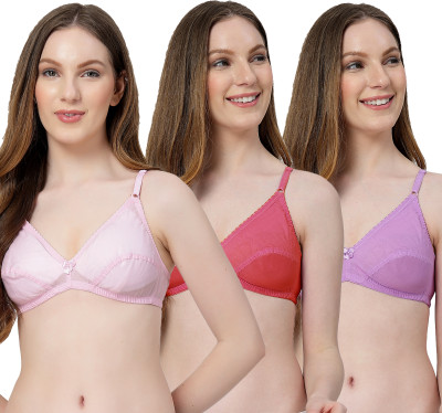 LILY anwahb Women Everyday Non Padded Bra(Pink, Maroon, Purple)