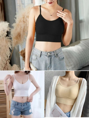 BRANKLY URJA WOMEN CAMI LIGHTLY PADDED BRA Women Cami Bra Lightly Padded Bra(Black, White, Beige)