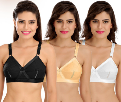 SONA Perfecto Full Coverage Non-Padded Plus Size Cotton Women Full Coverage Non Padded Bra(Black, Beige, White)