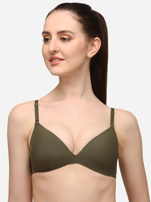 atox Low Deep Neck Bra Women Plunge Lightly Padded Bra(Green)