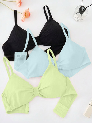 NAGARVEL CREATION 3337-BLACK-SKY-PEROT-P03-32 Women Everyday Lightly Padded Bra(Multicolor)