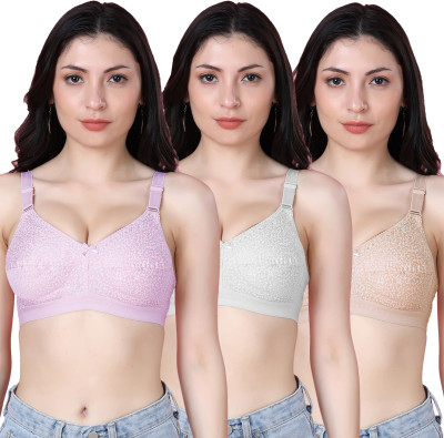 Shyam Sons FLAIR Dipali Women Minimizer Non Padded Bra(Purple, White, Orange)