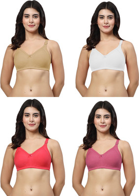 LILY iranos Women Minimizer Non Padded Bra(White, Beige, Red, Pink)