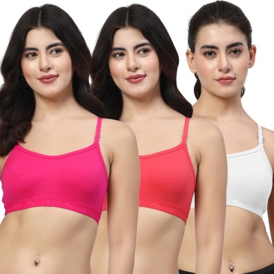 LILY 3321 Women Sports Non Padded Bra(Pink, Red, White)