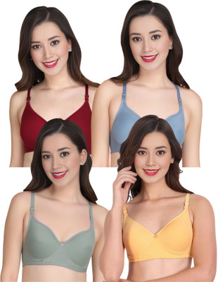 Tulzott Women Everyday Padded Bra (Pack Of 4) for T-Shirt Saree Dress Sports Garment Women Everyday Lightly Padded Bra(Multicolor)