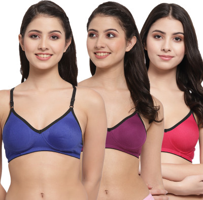 Docare M2Mino Women T-Shirt Non Padded Bra(Dark Blue, Purple, Pink)