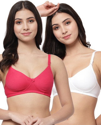 COLLEGE GIRL Detachable Strap Women T-Shirt Lightly Padded Bra(Pink, White)