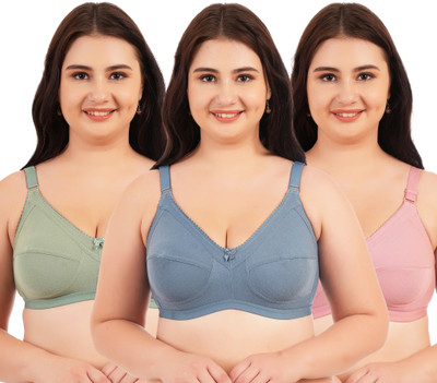 CURVZEX bini Women Full Coverage Non Padded Bra(Dark Blue, Dark Green, Pink)