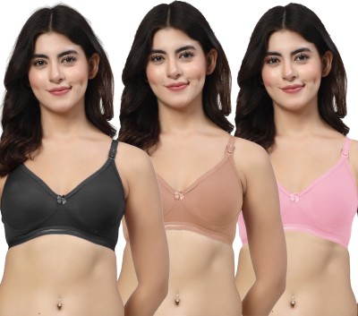 LILY ithsird Moulded Minimizer Women T-Shirt Non Padded Bra(Black, Gold, Pink)