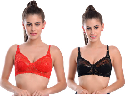 Jhanjari Net Lace Trending Bra Women Full Coverage Non Padded Bra(Multicolor)
