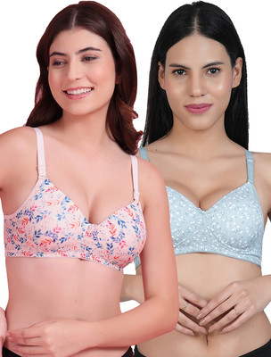 Shyam Sons FLAIR Polypad Women T-Shirt Lightly Padded Bra(Pink, Green)