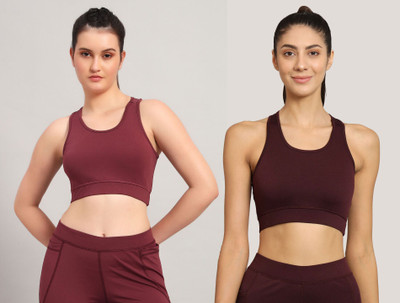 BEING RUNNER Women Sports Non Padded Bra(Maroon, Brown)