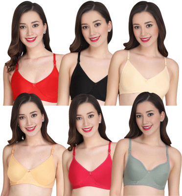 Liigne Women Everyday Padded Bra (Pack Of 6) for T-Shirt Saree Dress Sports Garment Women Full Coverage Lightly Padded Bra(Red)