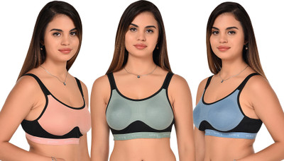 Lady One Women Sports Non Padded Bra(Light Blue, Light Green, Pink)