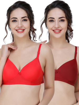 COLLEGE GIRL Hellopad ComboPO2 Women Sports Lightly Padded Bra(Red, Maroon)