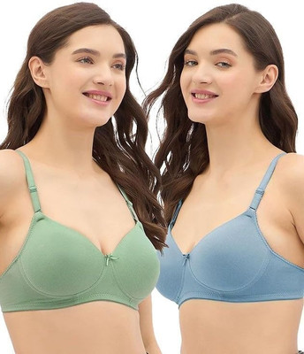 RAHA S.G Lingerie bra for women & girls Women T-Shirt Non Padded Bra(Blue, Green)