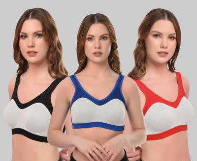 Lady One Women Sports Non Padded Bra(Multicolor)