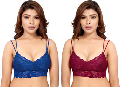 Shophousses Women Everyday Lightly Padded Bra(Blue, Maroon)