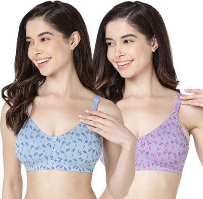 kalyani LM9900 Elegant Front Double Layered Cups Non Padded Seamless Printed Bras Women Everyday Non Padded Bra(Multicolor)