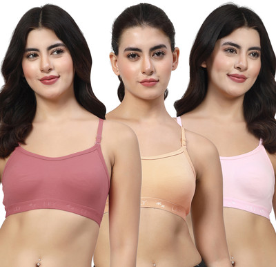 LILY 3321Mino Women Sports Non Padded Bra(Maroon, Orange, Pink)