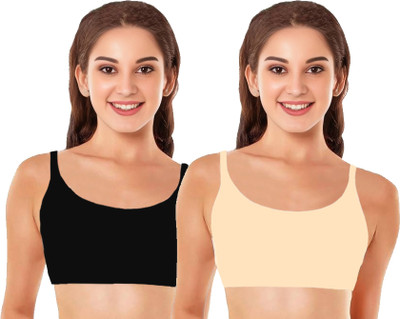 BRAAFEE Girls stretchable cotton full coverage non padded bra Girls Training/Beginners Non Padded Bra(Multicolor)
