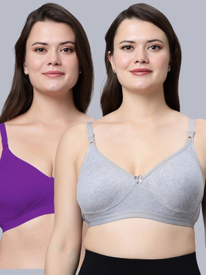 Eden EDENBRA08PURPLEGREY Women T-Shirt Non Padded Bra(Purple, Grey)