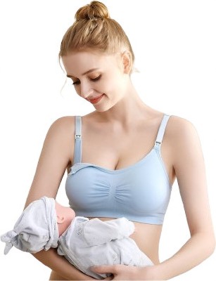 atox Women Maternity/Nursing Lightly Padded Bra(Light Blue)