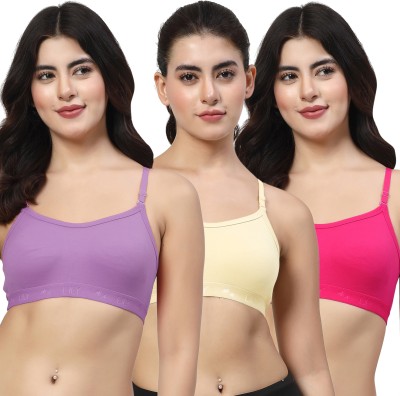 LILY 3321 Women Sports Non Padded Bra(Purple, Yellow, Pink)