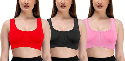 NUDORA FREE SIZE Women Sports Non Padded Bra(Multicolor)