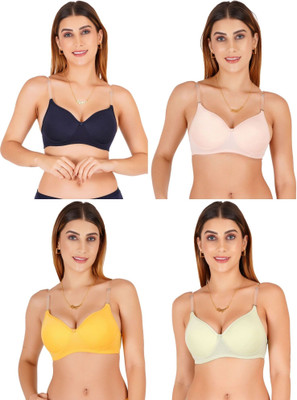 Liigne Transparent Strap Women Padded Bra Women Everyday Lightly Padded Bra(Multicolor)