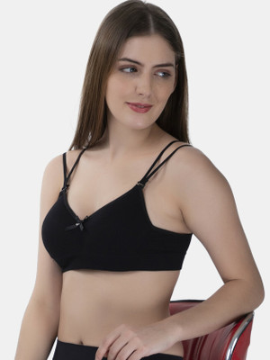 Piftif Padded Seamless soft fabric Women Full Coverage Lightly Padded Bra(Black)