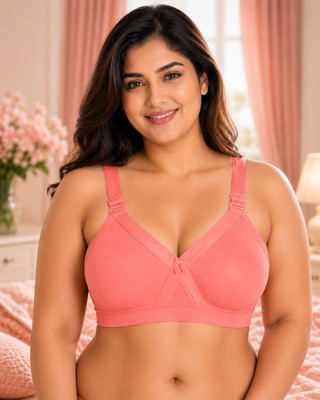 SONA Women's Super Fit Cotton Full Coverage Everyday Plus Size Bra Women Full Coverage Non Padded Bra(Pink)