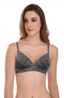 Featherline Animal Print Plunge Neck Padded T-Shirt Bra Women T-Shirt Lightly Padded Bra(Grey)