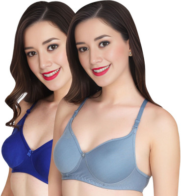 Liigne Women Everyday Padded Bra (Pack Of 2) for T-Shirt Saree Dress Sports Garment Women Full Coverage Lightly Padded Bra(Blue)