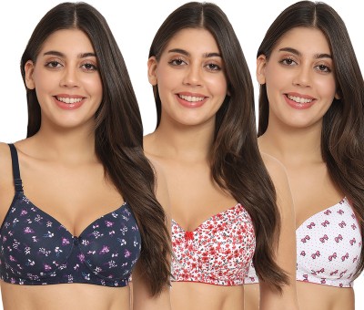 Docare Women T-Shirt Lightly Padded Bra(Blue, Red, Pink)