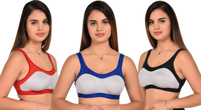 Zivosis Women Sports Non Padded Bra(Black, Red, Blue, White)