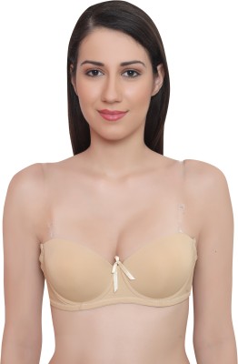 Glamoras STRAPLESS BACKLESS PADDED BRA Women T-Shirt Heavily Padded Bra(Beige)