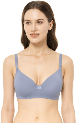 Hpa Women’s Light Padded T-Shirt Bra | Non-Wired Everyday Bra with Detachable Straps Women T-Shirt Lightly Padded Bra(Grey)