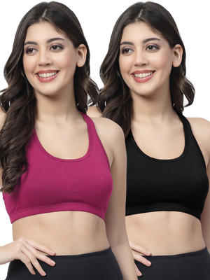 Docare JerrySports Double Layered Women Sports Non Padded Bra(Pink, Black)