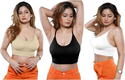 BRANKLY URJA Women Cami Bra Lightly Padded Bra Women Cami Bra Lightly Padded Bra(Beige, Black, White)