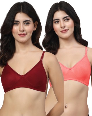 LILY Rosy Women T-Shirt Non Padded Bra(Maroon, Orange)