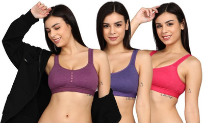 SHEBAE Women Sports Non-Padded Non-Wired Regular Fit,Soft & Stretchable All Day Useable Women Sports Non Padded Bra(Multicolor)