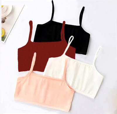 DreamBe Pack of 4 Girls Non Padded full Coverage stretchable sports Bra (Multicolor) Women Sports Non Padded Bra(Multicolor)