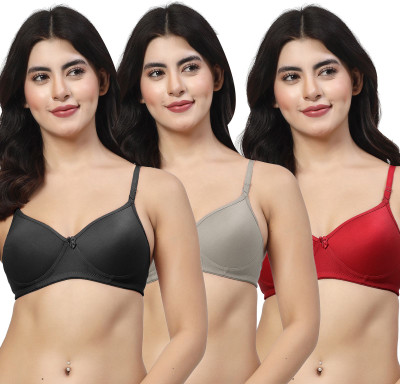 LILY maofcigam Women T-Shirt Heavily Padded Bra(Black, Grey, Maroon)