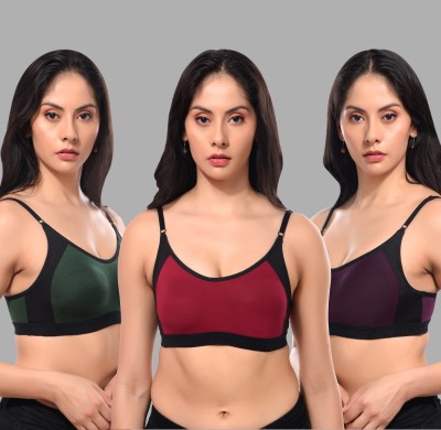 CURVZEX ZAMBIA Women Sports Non Padded Bra(Purple, Maroon, Green)