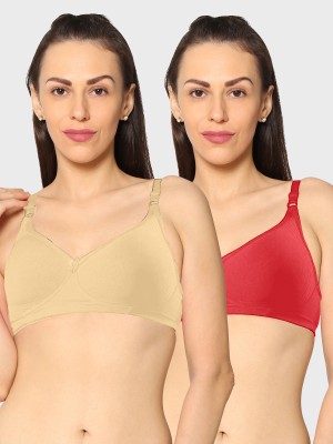 KAVYA Women T-Shirt Non Padded Bra(Beige, Red)