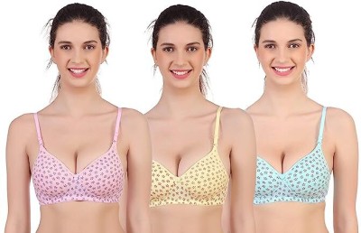 JDAYESHA star printed Women T-Shirt Lightly Padded Bra(Multicolor)