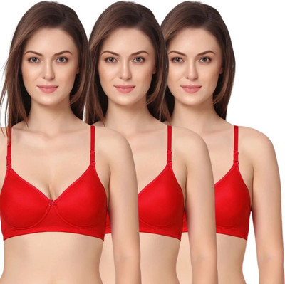 Thread sutra Everday T-Shirt Bra Women T-Shirt Lightly Padded Bra(Red)