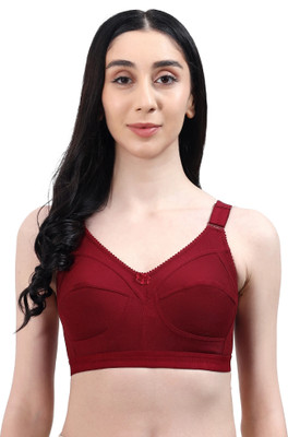 Daily life Non Padded Full Coverage Seamed-Cup T-Shirt Bras Women Full Coverage Non Padded Bra(Maroon)